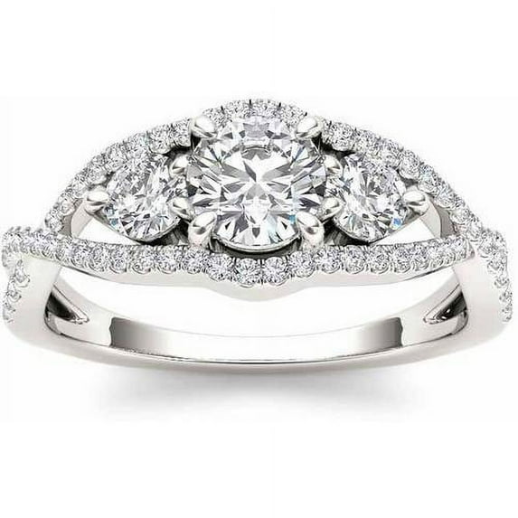 1 Carat T.W. Diamond Three-Stone 14kt White Gold Engagement Ring