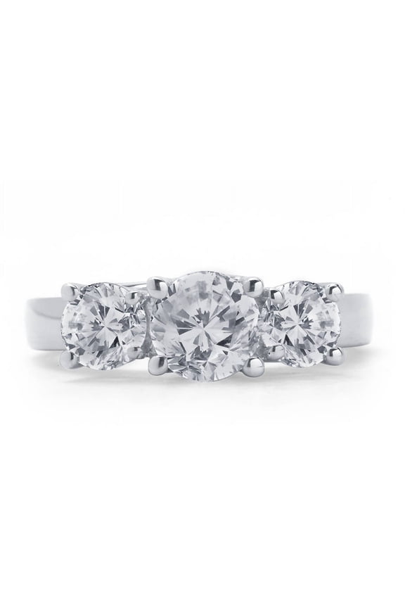 1 Carat T.W. Genuine Round White Diamond 14kt White Gold 3 Stone Ring, IGL Certified