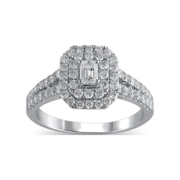 1 Carat T.W. (I2 clarity, H-I color) Brilliance Fine Jewelry Emerald cut Diamond Engagement Ring in 10kt White Gold, Size 8