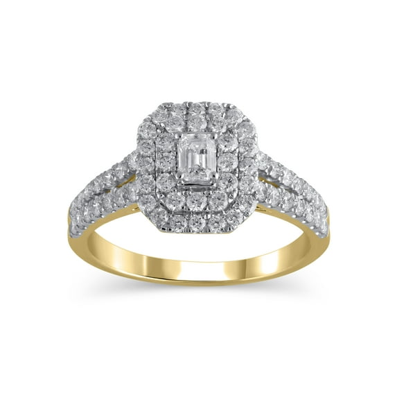 1 Carat T.W. (I2 clarity, H-I color) Brilliance Fine Jewelry Emerald cut Diamond Engagement Ring in 10kt Yellow Gold, Size 6