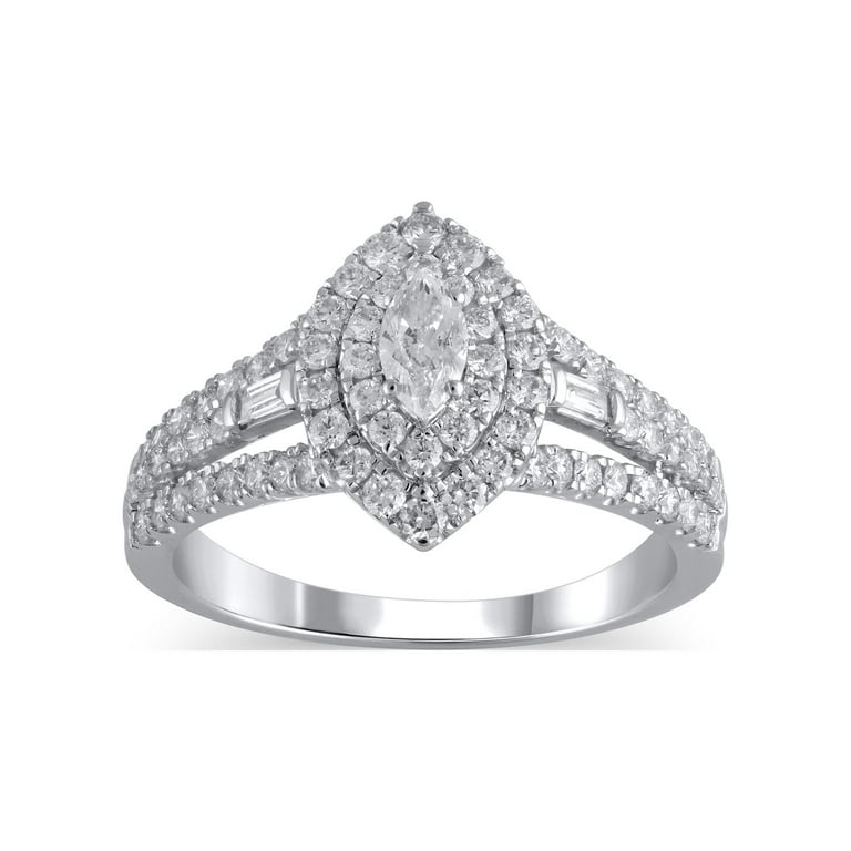 1 Carat T.W. I2 clarity H I color Brilliance Fine Jewelry Marquise cut Diamond Engagement Ring in 10kt White Gold Size 7 Walmart