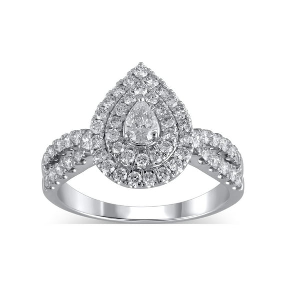 1 Carat T.W. (I2 clarity, H-I color) Brilliance Fine Jewelry Pear cut Diamond Engagement Ring in 10kt White Gold, Size 7