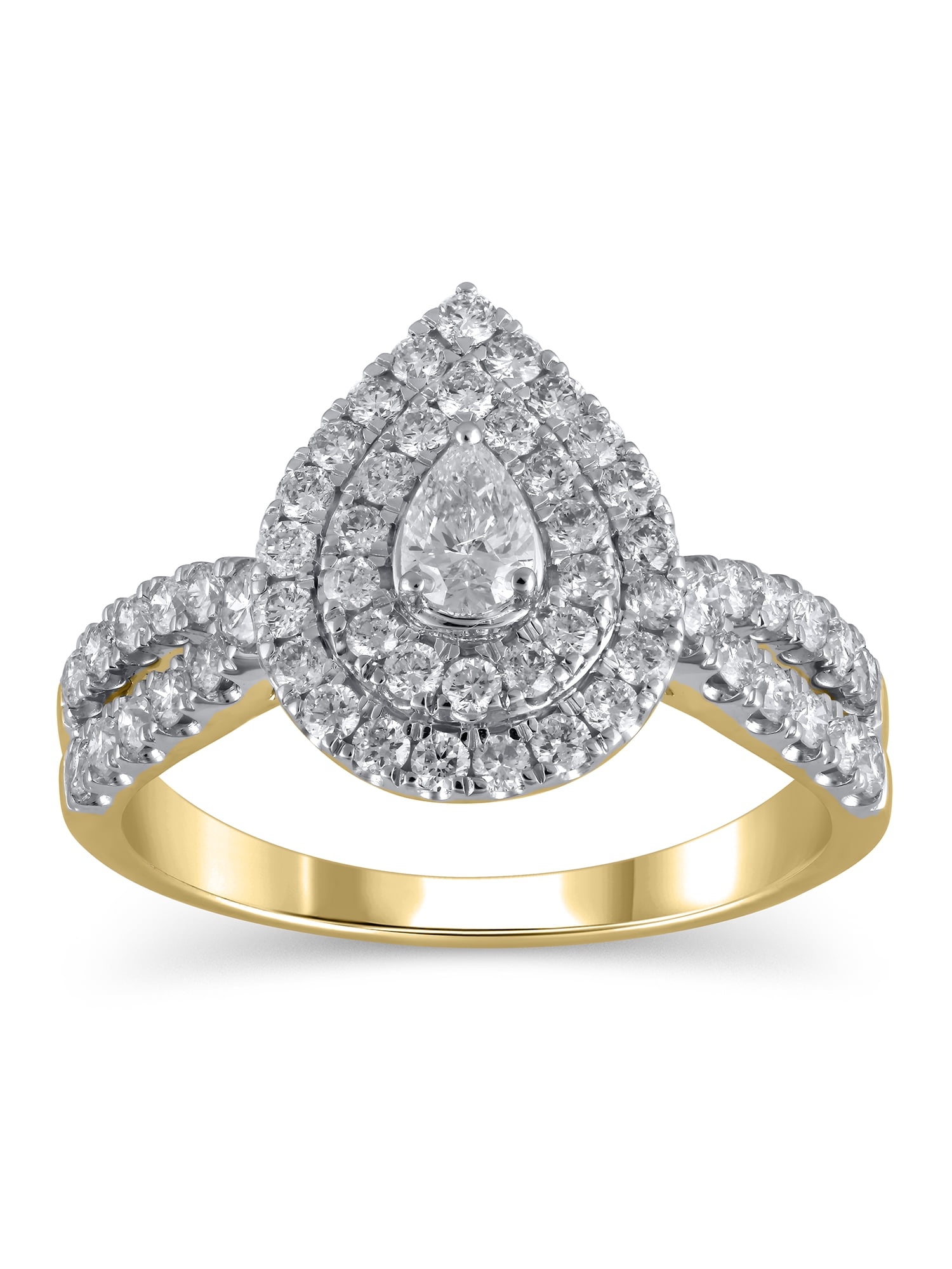 1 Carat T.W. (I2 clarity, H-I color) Brilliance Fine Jewelry Pear cut Diamond Engagement Ring in 10kt Yellow Gold, Size 6