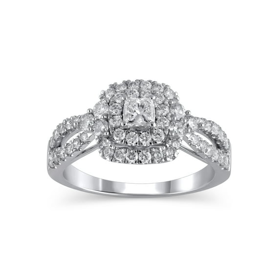 1 Carat T.W. (I2 clarity, H-I color) Brilliance Fine Jewelry Princess cut Diamond Engagement Ring in 10kt White Gold, Size 6