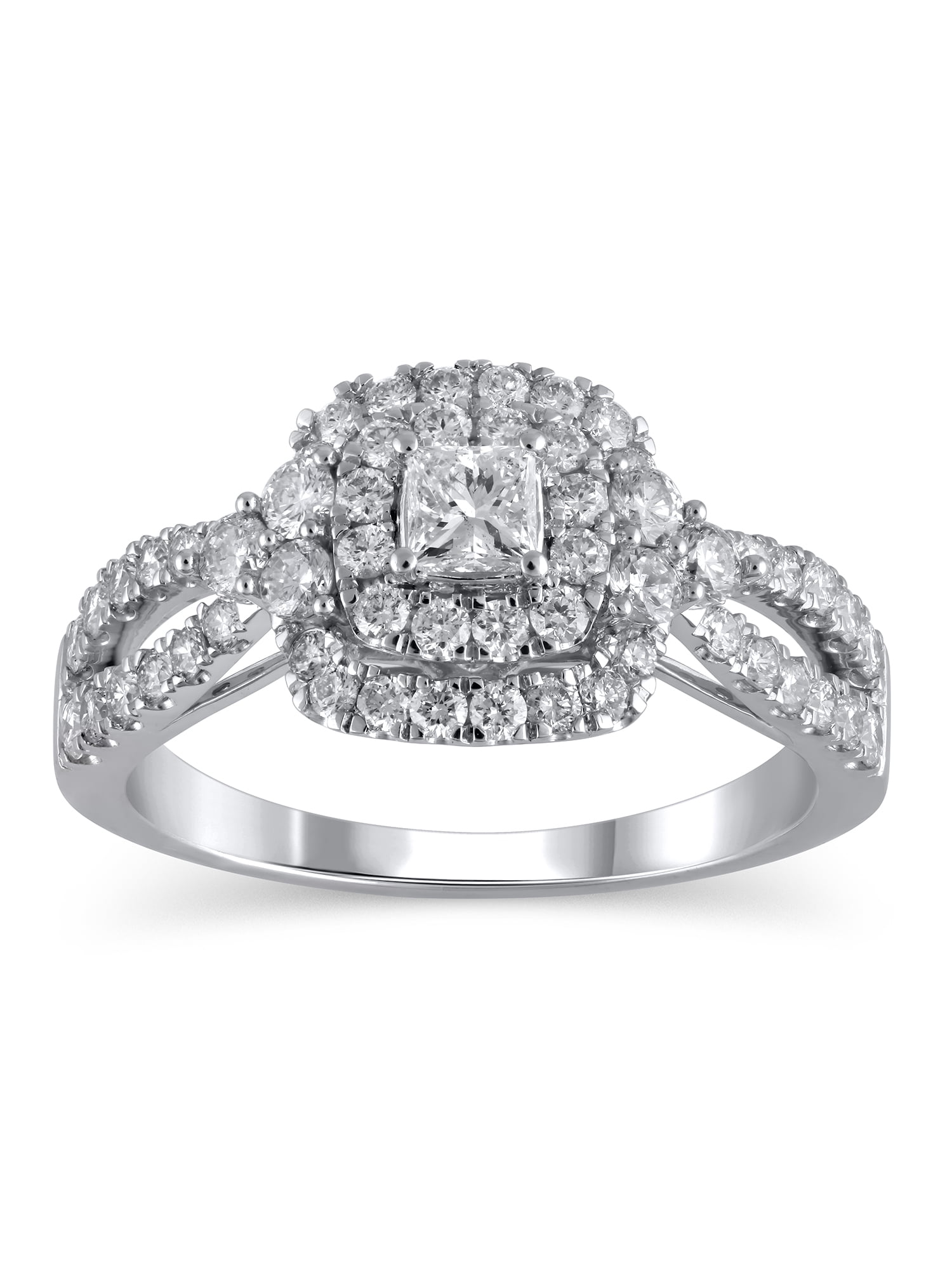 1 Carat T.W. (I2 clarity, H-I color) Brilliance Fine Jewelry Princess cut Diamond Engagement Ring in 10kt White Gold, Size 8