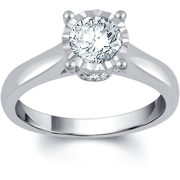 1 Carat T.W. IGL Certified Round White Diamond 14kt White Gold Sol Plus Engagement Ring