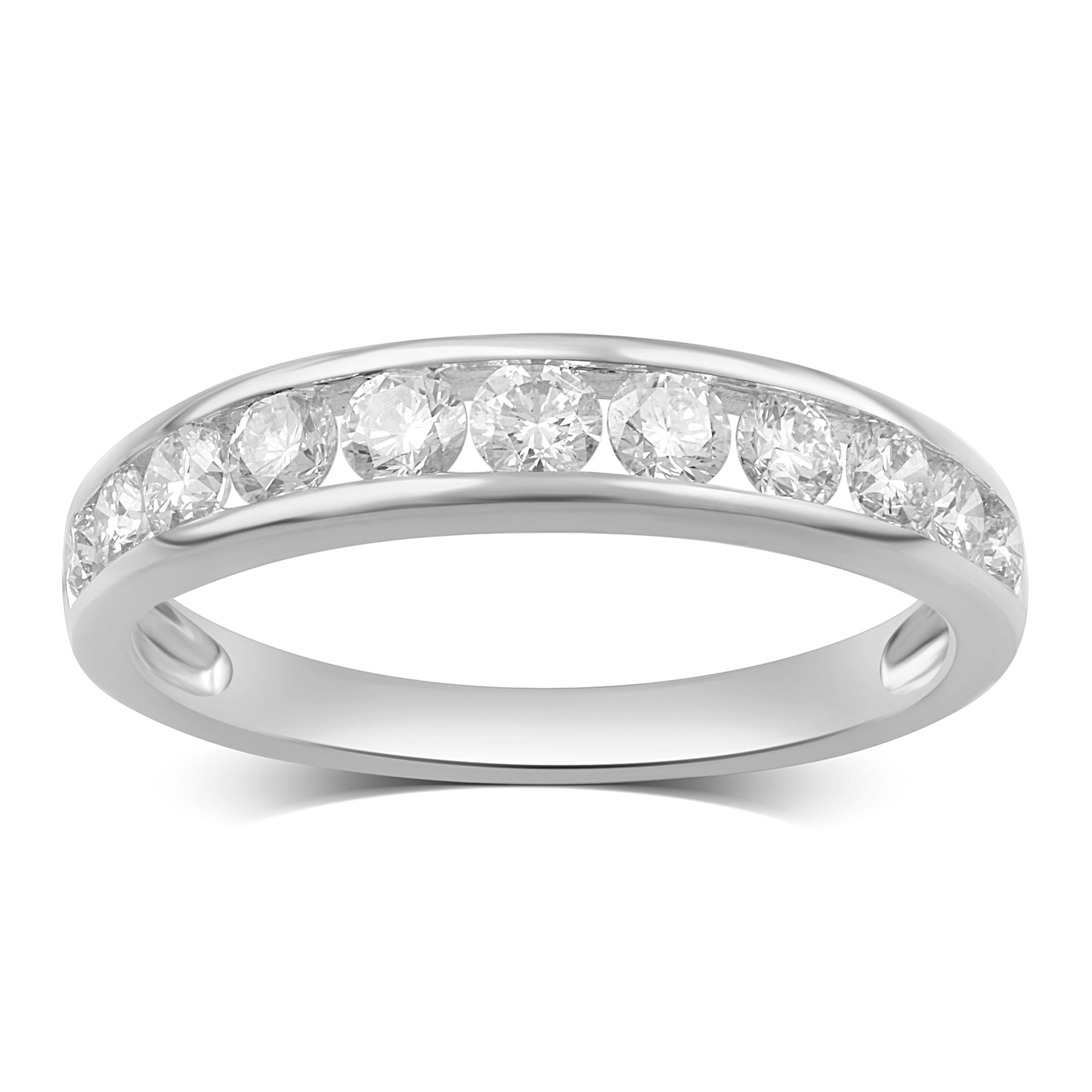 1 Carat T.W. Lab Grown Diamond Channel Platinum Plated Sterling Silver Wedding Band
