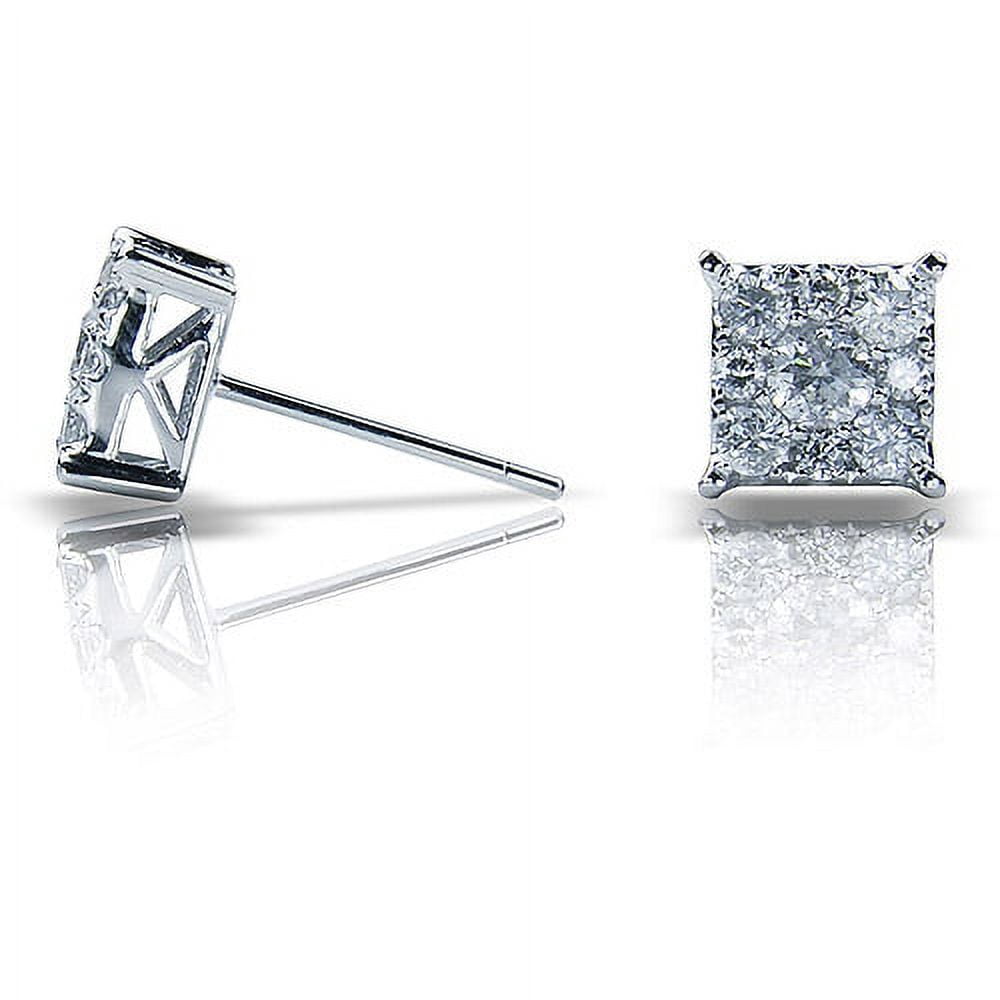 1 Carat T.W. Square Diamond 10kt White Gold Stud Earrings