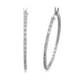 thumbnail image 1 of 1 Carat T.W. White Diamond Sterling Silver Hoop Earrings, 1 of 2
