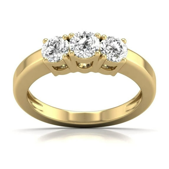 1 Carat TW Lab Grown Diamond Three Stone Engagement Ring in 14K Yellow Gold- E-F Color, VS1-VS2 Clarity - A Ideal Gift For Her (Ring Size 9)