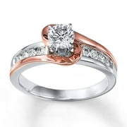JEENJEWELS 1 Carat Unique Round Two Tone White and Rose Gold Engagement Ring