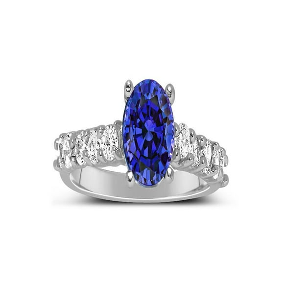 1 Carat Vintage Round cut Blue Sapphire and Diamond Engagement Ring in White Gold