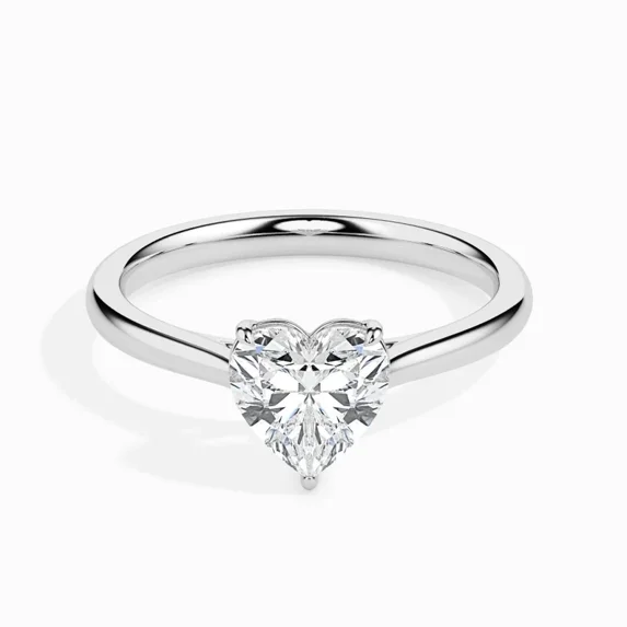 1 Carat White Diamond 14K White Gold Plated Engagement Heart Shape Ring
