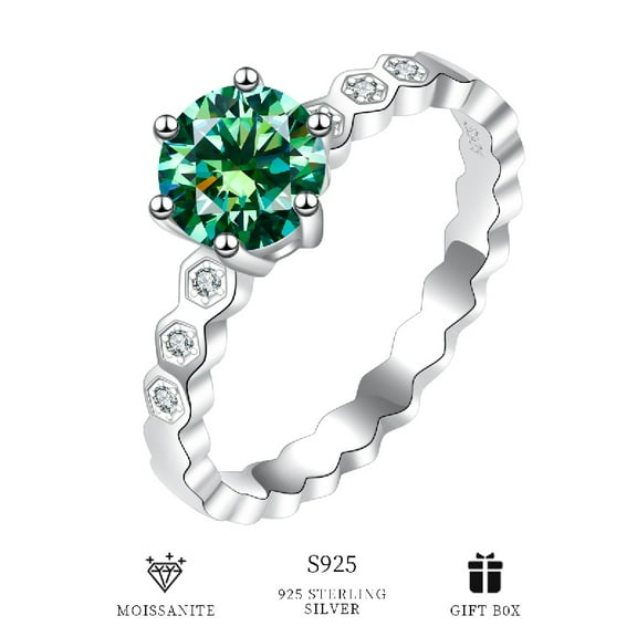 1 Carat Women Moissanite Ring 925 Sterling Silver Green Moissanite Engagement Wedding Jewelry Evening Party Decor For Female With