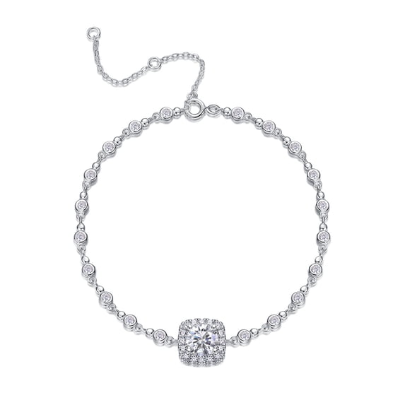 1 Carat Women's Moissanite Tennis Bracelet 18K Women's Tennis Bracelet S925 Sterling Silver Tennis Bracelet Womens Lab Diamond Bracelet Lady Moissanite Thin Tennis Bracelet