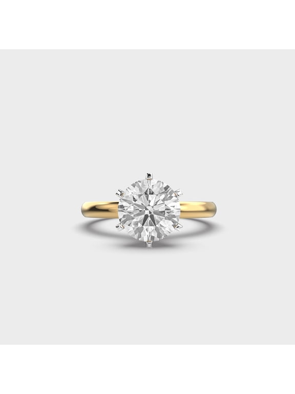 1 Carat Wonderful IGI Certified Lab Grown Diamond Wedding Ring for Women 18K Yellow Gold | Round Cut Lab Created Solitaire Diamond Rings | Size 7 Diamond-Capitals