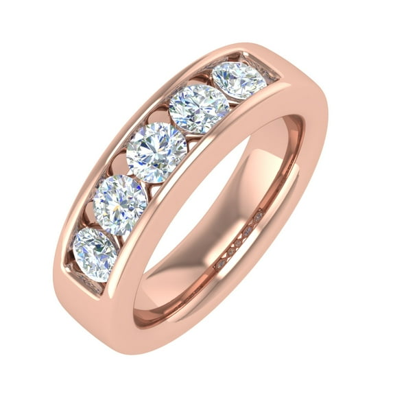 1 Carat (ctw) 5-Stone Channel Set Diamond Wedding Band Ring in 10K Rose Gold (Ring Size 10.5)