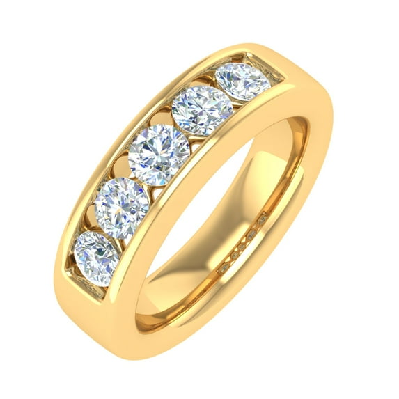 1 Carat (ctw) 5-Stone Channel Set Diamond Wedding Band Ring in 14K Yellow Gold (Ring Size 4)