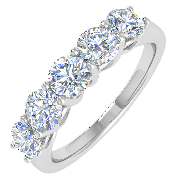 1 Carat (ctw) 5-Stone Diamond Wedding Band Ring in 10K White Gold (Ring Size 11)