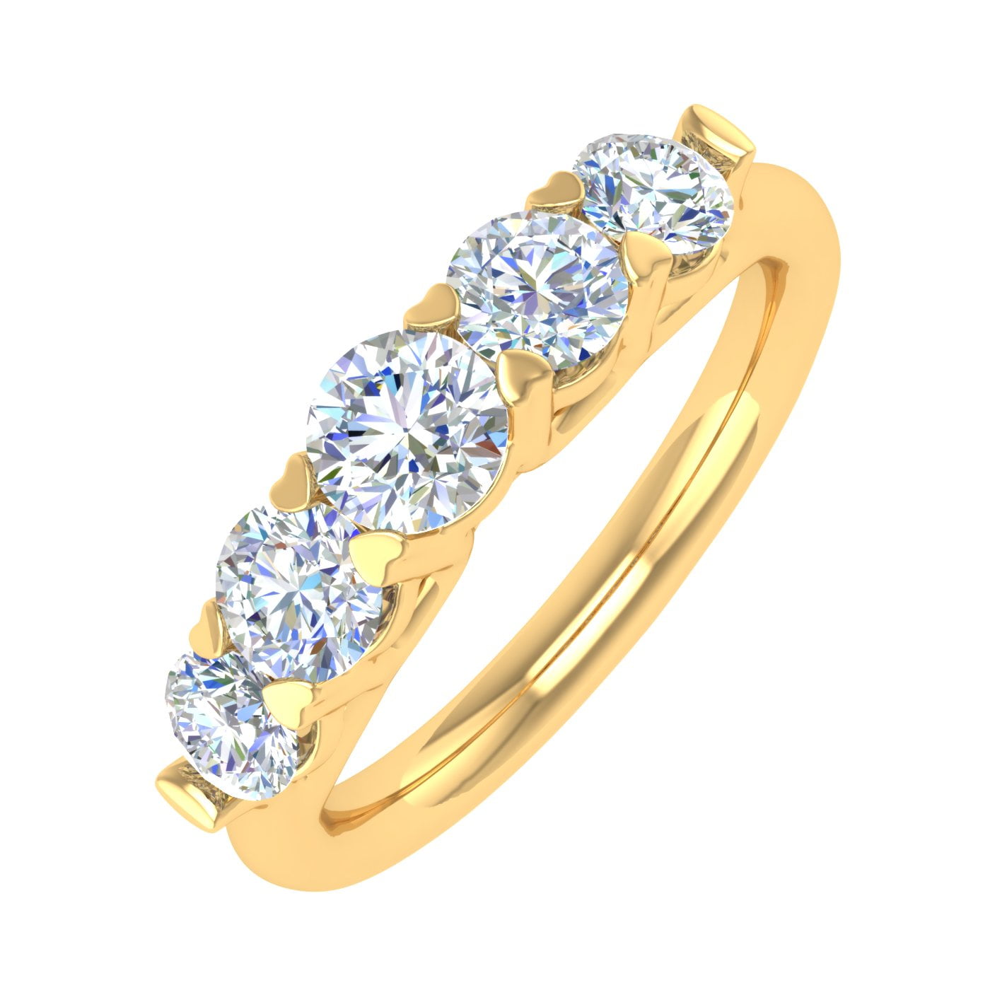 1 Carat (ctw) 5-Stone Diamond Wedding Band Ring in 10K Yellow Gold ...
