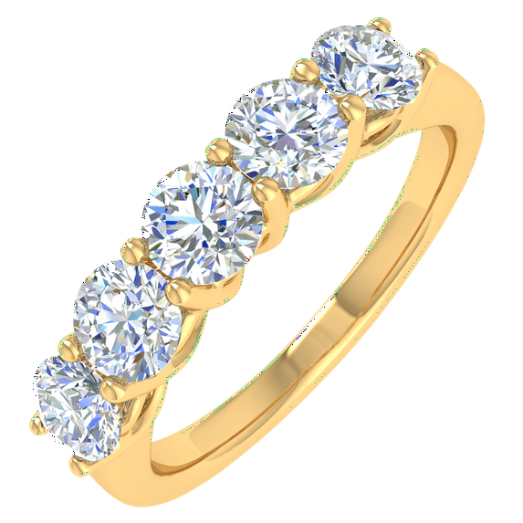 1 Carat (ctw) 5-Stone Diamond Wedding Band Ring in 10K Yellow Gold (Ring Size 10)