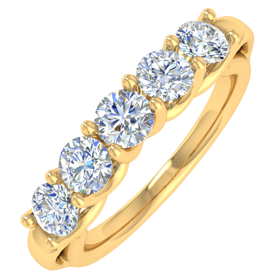 1 Carat (ctw) 5-Stone Diamond Wedding Band Ring in 10K Yellow Gold (Ring Size 4.75)