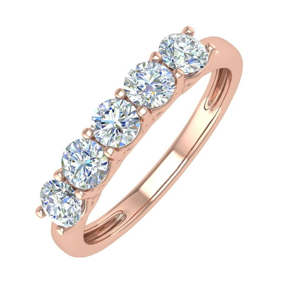 1 Carat (ctw) 5-Stone Diamond Wedding Band Ring in 14K Rose Gold (Ring Size 7)