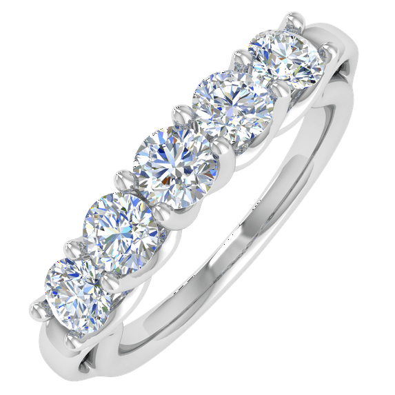 1 Carat (ctw) 5-Stone Diamond Wedding Band Ring in 14K White Gold (Ring Size 4.75)