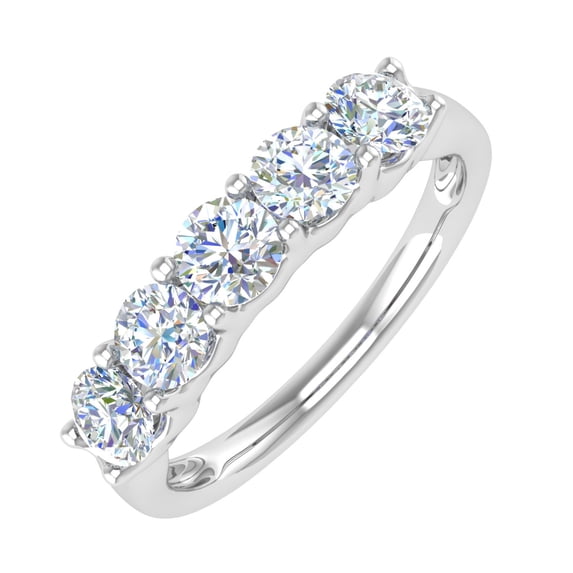 1 Carat (ctw) 5-Stone Diamond Wedding Band Ring in 14K White Gold (Ring Size 9.25)