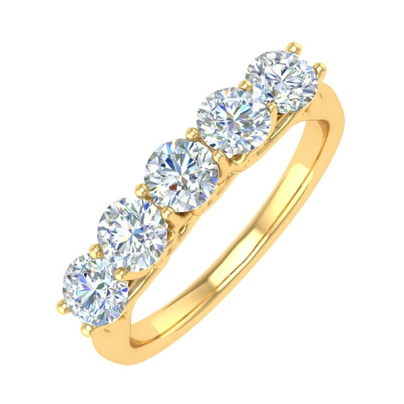 1 Carat (ctw) 5-Stone Diamond Wedding Band Ring in 14K Yellow Gold (Ring Size 8.75)