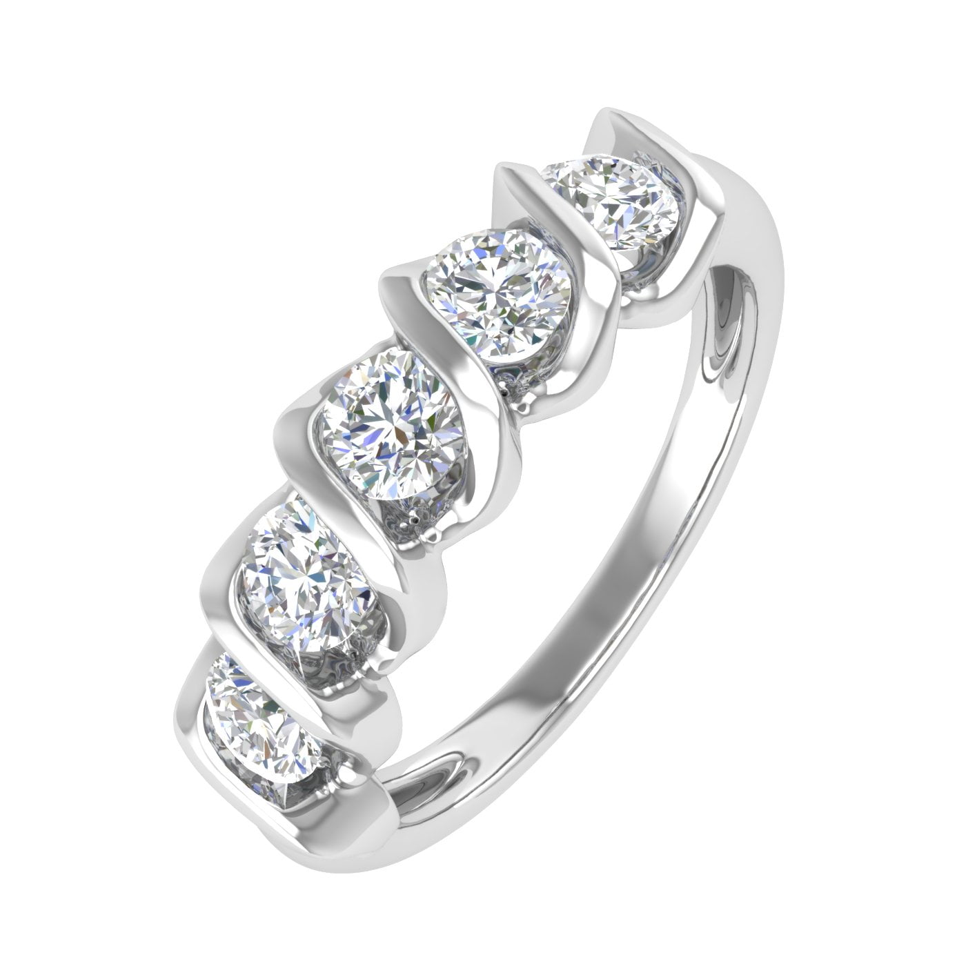 1 Carat (ctw) Channel Set 5-Stone Diamond Wedding Band Ring in 10K ...