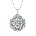 thumbnail image 1 of 1 Carat (ctw) Diamond Flower Shaped Pendant Necklace in 10K White Gold (with Silver Chain), 1 of 4