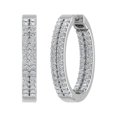 thumbnail image 1 of 1 Carat (ctw) Diamond Hoop Earrings in 10K White Gold, 1 of 3