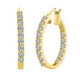 thumbnail image 1 of 1 Carat (ctw) Diamond Inside-out Hoop Earrings in 10K Yellow Gold, 1 of 3