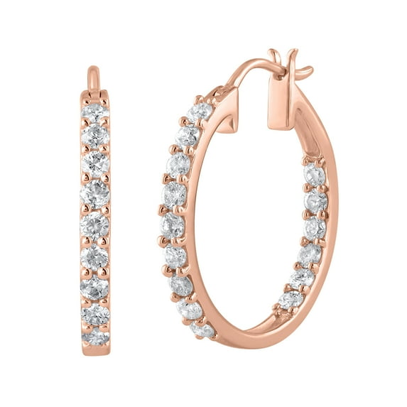 1 Carat (ctw) Diamond Inside-out Hoop Earrings in 14K Rose Gold - IGI Certified (SI1-SI2 Clarity)