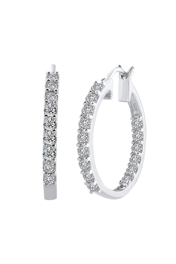 1 Carat (ctw) Diamond Inside-out Hoop Earrings in 14K White Gold (I1-I2 Clarity)