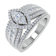 thumbnail image 1 of 1 Carat (ctw) Diamond Marquise Shaped Engagement Ring Band in 14K White Gold - IGI Certified (Ring Size 9.5) (I1-I2 Clarity), 1 of 2