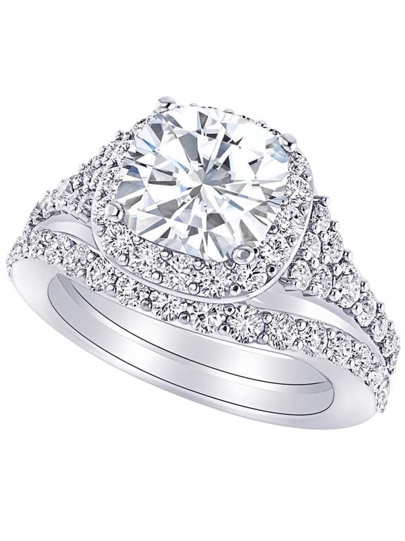 1 Carat (ctw) Platinum Cushion Cut LAB GROWN Diamond Engagement Ring Single Halo Cushion Cut Wedding Bridal Set (Color D-E Clarity VS1-VS2)