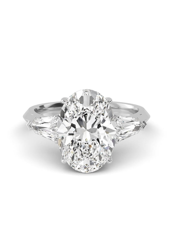 1 Carat (ctw) Platinum Oval,Shield Cut LAB GROWN Diamond Three Stone Engagement Ring (Color D-E Clarity VS1-VS2)