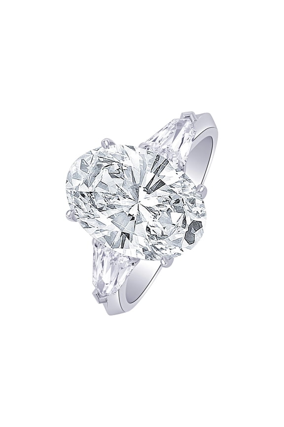 1 Carat (ctw) Platinum Oval,Shield Cut LAB GROWN Diamond Three Stone Engagement Ring (Color H-I Clarity VS1-VS2)