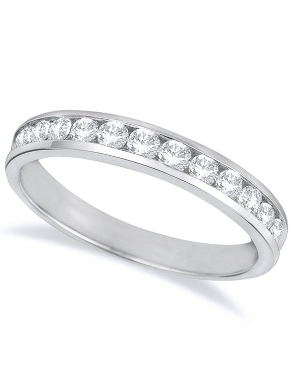 1 Carat (ctw) Platinum Round Diamond Ladies Channel Set Half-Way Semi-Eternity Wedding Anniversary Stackable Ring Band Ultra Premium Collection