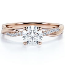 Round Brilliant Moissanite Infinity Engagement Ring in 18k White Gold ...