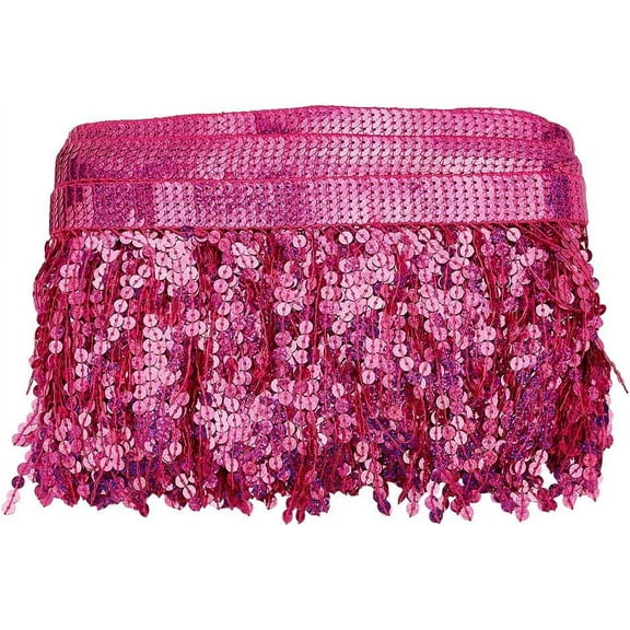 1 Card 10 Yards Polyester Tassel Lace Ribbon Fringe Paillette Lace Trim Macrame Lace Ribbon Deep Pink 6-1/4 inch(160mm)