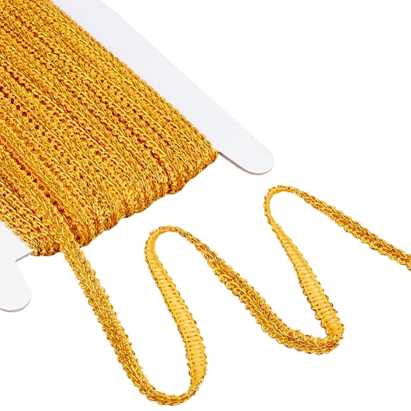 1 Card Metallic Yarn Ribbons Jacquard Ribbon Centipede Lace Ribbons Garment Accessories Goldenrod 1/4 inch(7mm) 25 yards/card
