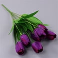 thumbnail image 1 of Fake Flowers Promotion Sale! Nomeni 7 Head Artificial Silk Fowers Bunch Wedding Home Outdoor Size 37Cm Avilable in 9 Colours, Home Decor Clearance Sale Purple, 1 of 9