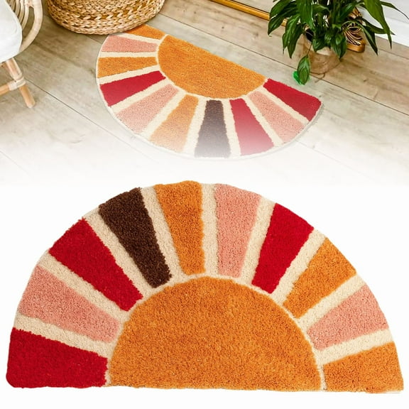 1 Carpet Floor Door Mat Non Sun Flower Design Washable Style Funny Half Circle Bathroom Rug Carpet Home Decor