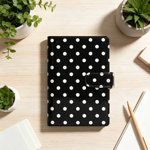 1 Case: A6 Black PU Leather Budget Notebook with 12 Zipper Pockets, 6-Ring Loose-Leaf Binder, Money Organizer for Bill Tracking and Savings, Compact Financial Wallet, By Harlik