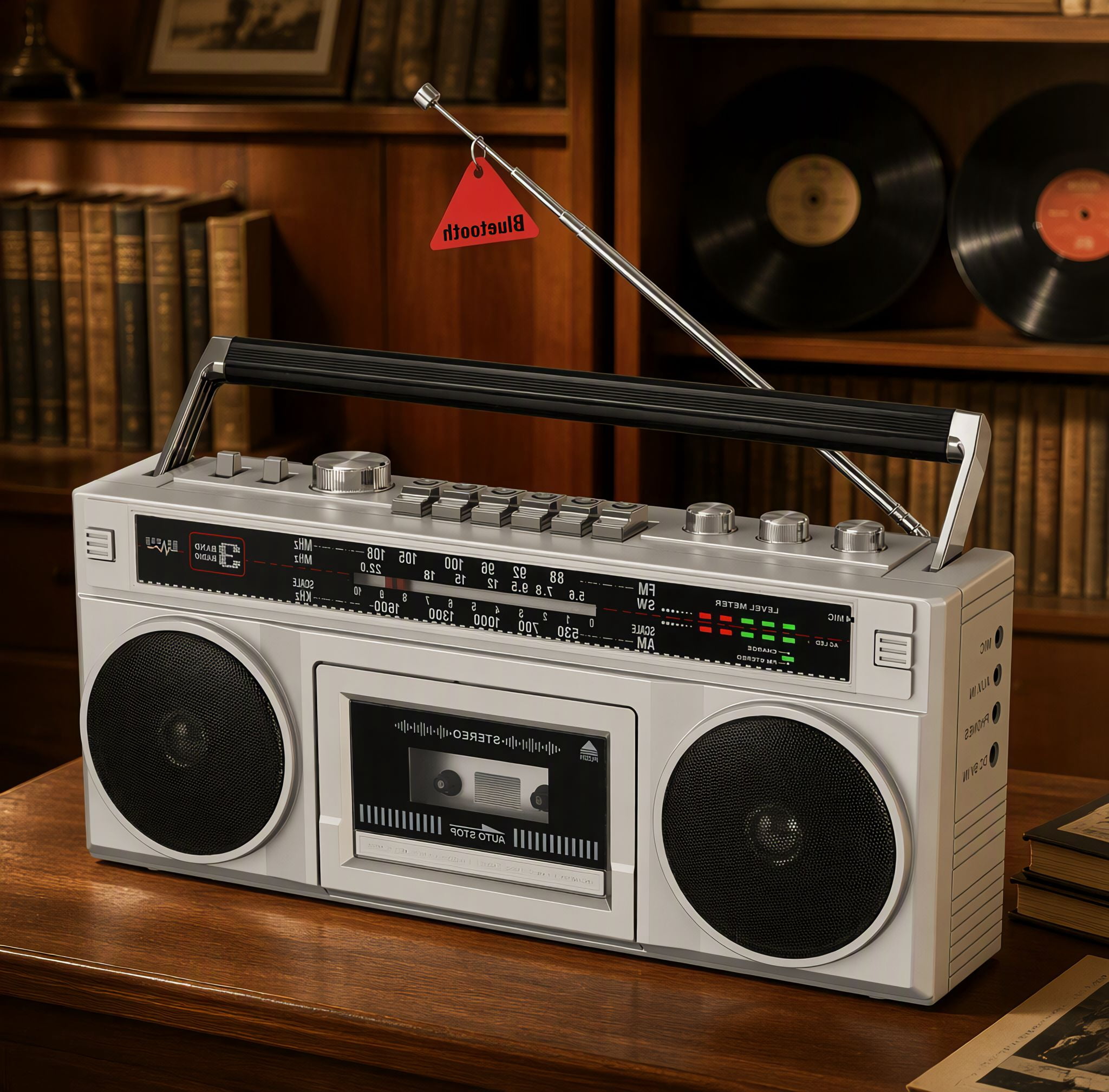 1 Cassette Tape Boombox with Bluetooth and AM/FM/SW Radio, Portable Stereo Player with Adjustable EQ, USB and Aux Input, Black