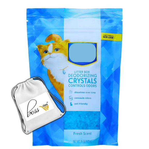 (1) Cat Litter Box Deodorizing Blue Crystals, 15oz Bag Fresh Scent Litterbox Freshener Controls Odors Dissolves Over Time Pet-Friendly Odor Control