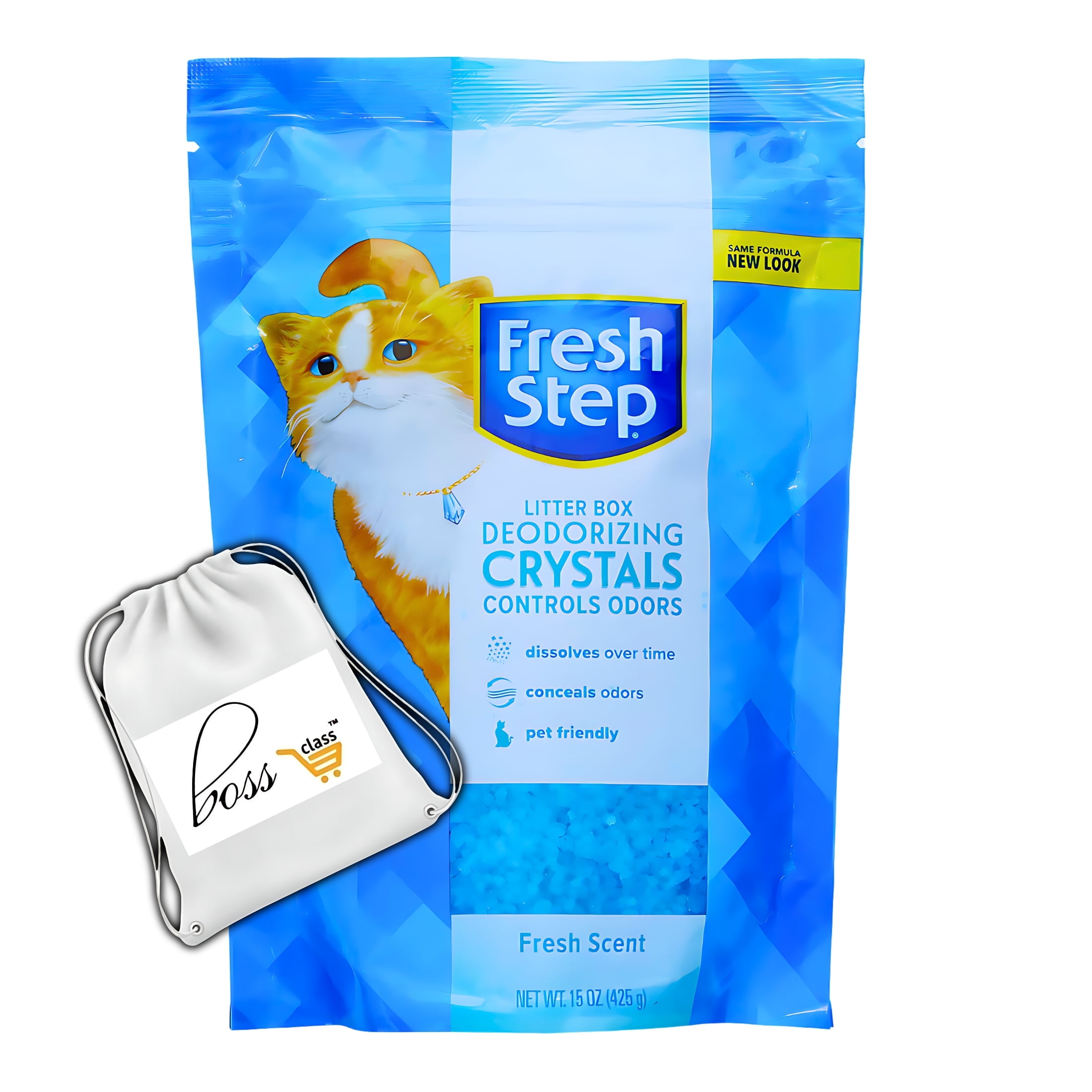 (1) Cat Litter Box Deodorizing Blue Crystals, 15oz Bag Fresh Scent Litterbox Freshener Controls Odors Dissolves Over Time Pet-Friendly Odor Control